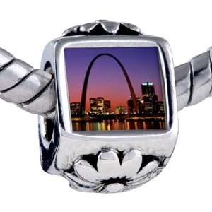  Pandora Style Bead Night Scene Photo Flower European Charm 