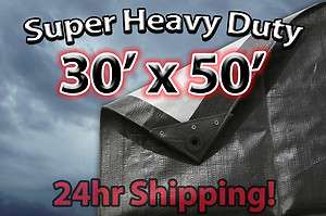 SUPER HEAVY TARP COVER 30 x 50 BLACK SILVER TARPS  