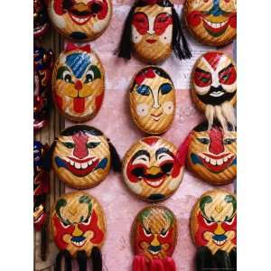  Masks for Sale Hanging on Wall Outside Shop in Historic Old 