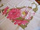 Vintage Vera Oval Linen Pink Hibiscus Floral Tablecloth