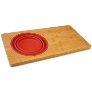  Over the Sink Cutting Board with Red Colander Kitchen 