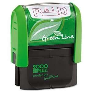   PLUS Green Line Message Stamp Paid 1 1/2 x 9/16 Red