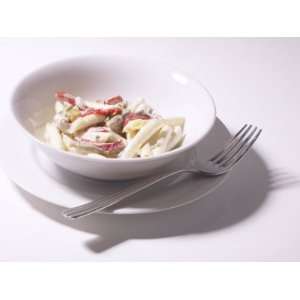  Bowl of Fresh Pasta and Fork on White Background Stretched 