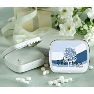 Baby Keepsake Blue Bouquet Design Personalized Glossy White Hinged 
