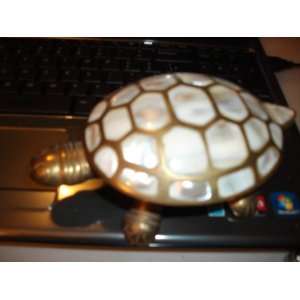 Decorative Accent Turtle Trinket Box made of Brass and Mother of Pearl 