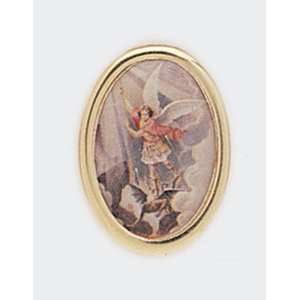  Gold Plated Religious Lapel Pin   Saint Michael Jewelry