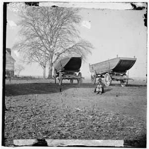   Unknown location. Pontoon boats on wheeled carriages