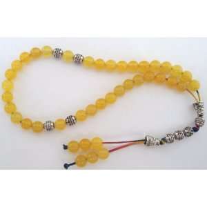   Prayer Worry Beads Traditional 33 X 6mm Yellow Jade Gemstone Bead Set