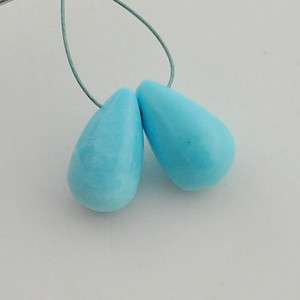 Sleeping Beauty Turquoise Smooth Drop Briolettes PAIR  