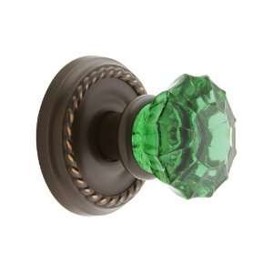  Rosette Set With Emerald Crystal Door Knobs Privacy Oil rubbed Bronze