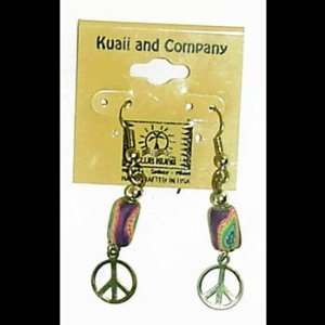  Peace Symbol with Psychedelic Beads Earrings Everything 