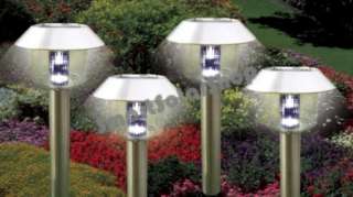 12 x Garden Outdoor Stainless Steel Solar White 2 LED Lights  