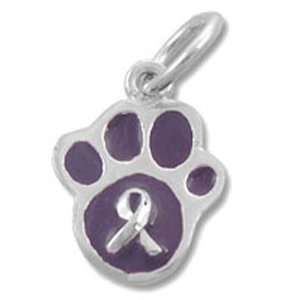  Purple Ribbon Animal Abuse Awareness Paw Print Charm 