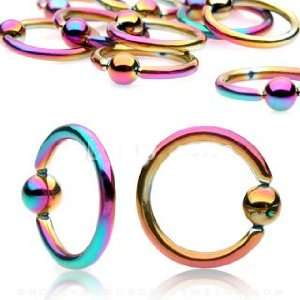  1 Rainbow Titanium Anodized Captive Bead Ring 18 Gauge, 7 