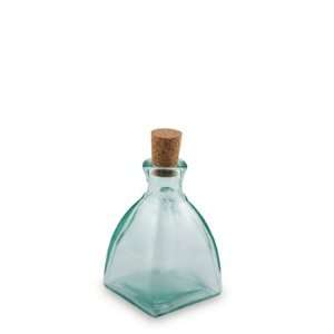   Green Tapered Recycled Glass Bottle with Cork   5oz