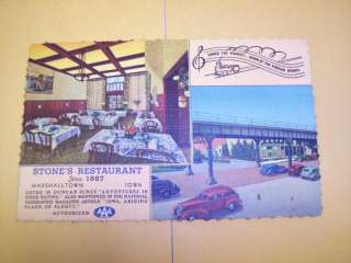 KK744 Vintage Linen Marshalltown Iowa Stones Restaurant  