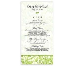  190 Wedding Menu Cards   Lime & Green Floral Jubilee 