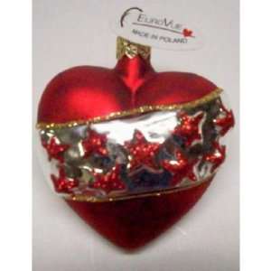 Red Heart with Silver Band and Red Stars Case Pack 6