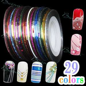 29 Colors Striping Tapes Self Adhesive Rolls for Professional Nail 