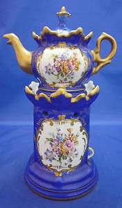 Sevres Had Painted Porcelain Teapot Tea Kettle Gold Gilt  