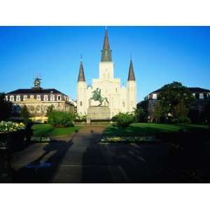  St Louis Cathedral and Jackson Square in French Quarter 