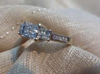   gold diamond princess cut quad 3 stone engagement ring 53/4  