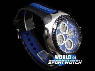 OHSEN Man Dual Time Blue Waterproof Sports Stop Watch  