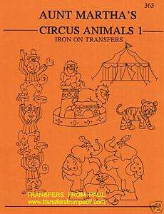 Circus Animals Aunt Marthas Embroidery Transfers  