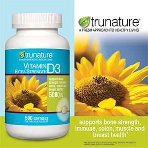 trunature Vitamin D3 5000 IU Extra strength 500 Softgel  
