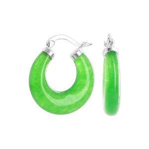 Sterling Silver 24mm Diameter Green Jade Hinged Hook Closure 5mm Thick 