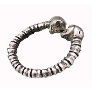    Ugly 2 Skulls Skull Heads Head Spine Pewter Ring, Size 11 Jewelry