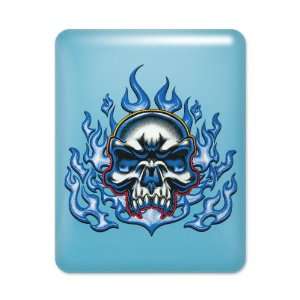  iPad Case Light Blue Skull in Blue Flames 