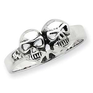  Sterling Silver Antiqued Skull Ring   Size 9 West Coast 