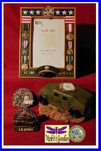 Vanmark US Army Photo Frame 2 Magnets Clock Gift Set Military 