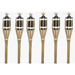 Set Of 6 Bamboo 35 Tiki Torches   Luau Outdoor Party Lights