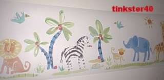 JENNY FAW SAFARI TIger Zebra Elephant Wallpaper BORDER  