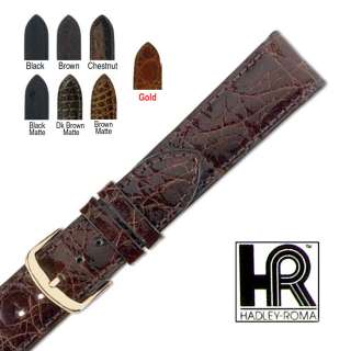   Roma Mens Genuine Crocodile Padded Stitched Watch Band Regular or Long