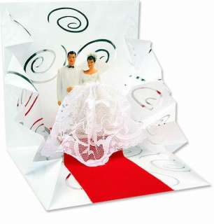 3D Pop up Wedding Greeting Card Bride in Lace Dress Groom Walk Down 