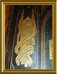 ANTIQUE ENGLAND C.1860 HUGE BIBLE WITH CLASPS & BRONZE  