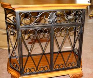 Wine Rack Cabinet Serving Table Wrought Iron Cherry NEW  
