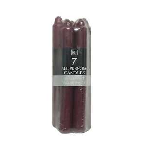  Set Of 7 Burgundy Unscented Wax Taper Candles 6.5