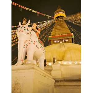  Tibetan Buddhist Stupa, Boudha, Bodhnath, Lit by Votive 