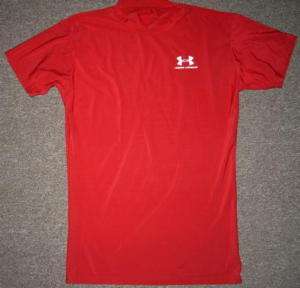 Under Armour Heatgear Red SS Mock Top Youth L EUC  