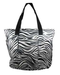 Large Black / White Zebra Print Tote Diaper Bag  