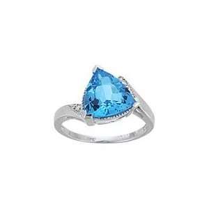  Blue Topaz Ring   Trillion Blue Topaz and Diamond Ring in 