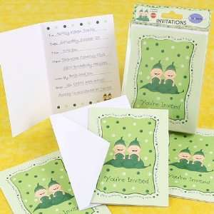 Twins   Two Peas in a Pod Caucasian   Fill In Baby Shower Invitations 