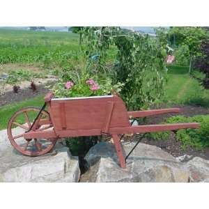   Medium Rustic Wheelbarrow, Rosewood Red Patio, Lawn & Garden