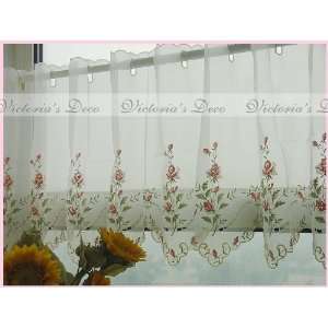   Embriodery RoseYard Voile valance/cafe curtain