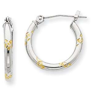  14k White Gold & Rhodium Hoop Earrings Jewelry