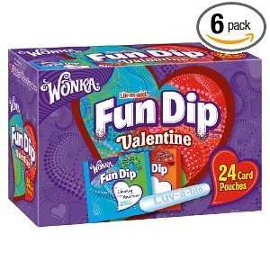 Wonka Lik M Aid Fun Dip Valentines Candy & Card Kit, 24 card pouches 